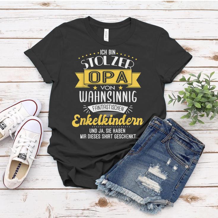 Herren Stolzer Opa Frauen Tshirt mit Enkel Lustig Spruch, Opi Frauen Tshirt Lustige Geschenke