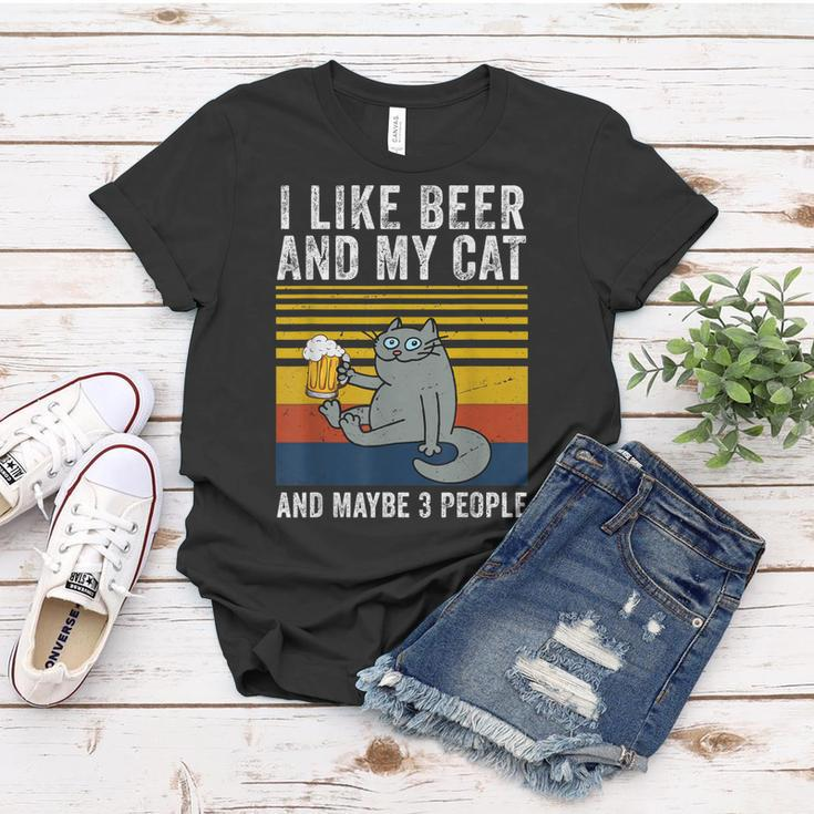 I Like Beer My Cat And Maybe 3 People Funny Cat Beer Lover Women T-shirt Funny Gifts