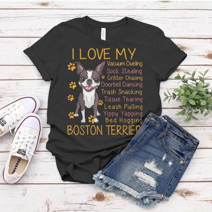 I Love My Brown Bostie Boston Terrier Mom Dad Kid Lover Gift Women T-shirt Funny Gifts