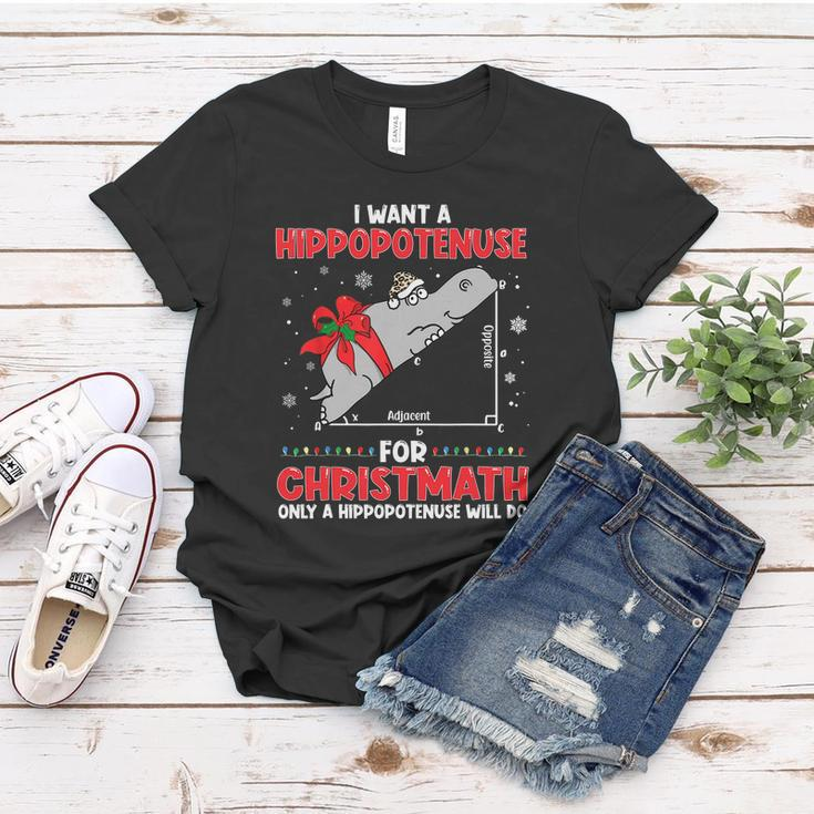 I Want A Hippopotenuse For Christmath Math Teacher Christmas Tshirt Women T-shirt Unique Gifts