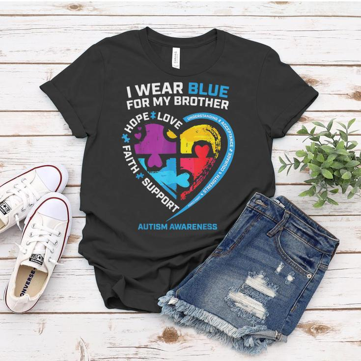 I Wear Blue For My Brother Kids Autism Awareness Sister Boys Women T-shirt Unique Gifts