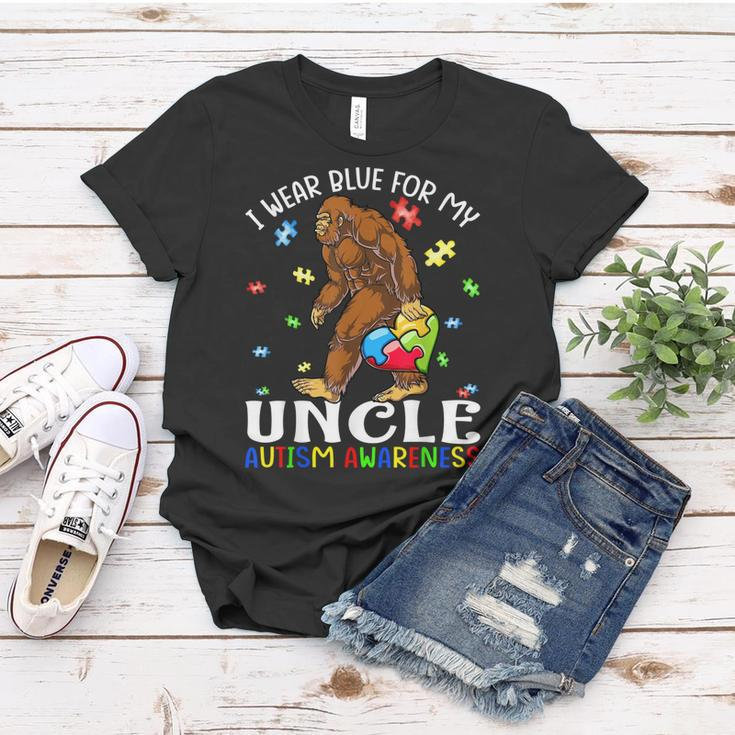 I Wear Blue For My Uncle Autism Awareness Bigfoot Women T-shirt Unique Gifts