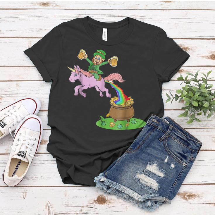 Leprechaun Riding A Unicorn - Funny St Patricks Day Shirts Women T-shirt Unique Gifts