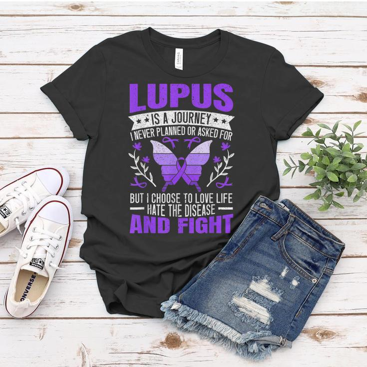 Lupus Awareness Butterfly Wear Purple Sle Autoimmune Disease Women T-shirt Unique Gifts