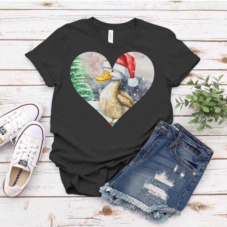 Lustige Ente Weihnachtsmütze Vintage Valentinstag Ente V2 Frauen Tshirt Lustige Geschenke