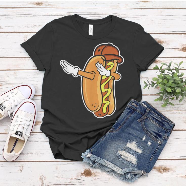 Lustiges Hot Dog Dabbing Frauen Tshirt, Tanzendes Würstchen Design Lustige Geschenke