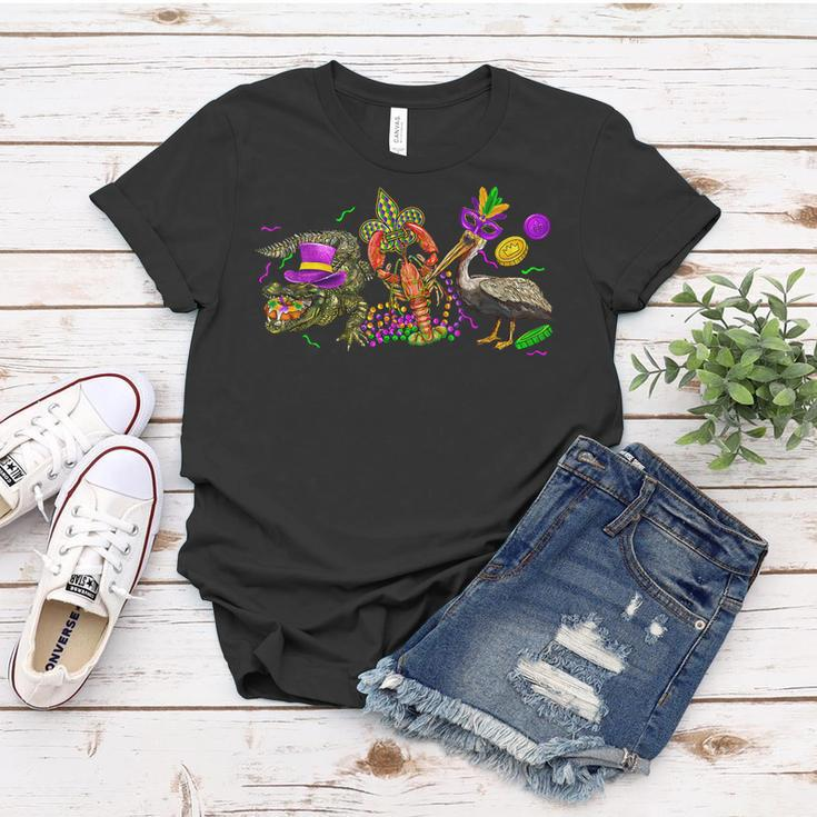 Mardi Gras Abc Alligator Brown Pelican Crawfish Louisiana Women T-shirt Personalized Gifts