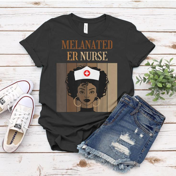 Melanated Er Nurse Nursing Caregiver Black Afro African Women T-shirt Unique Gifts