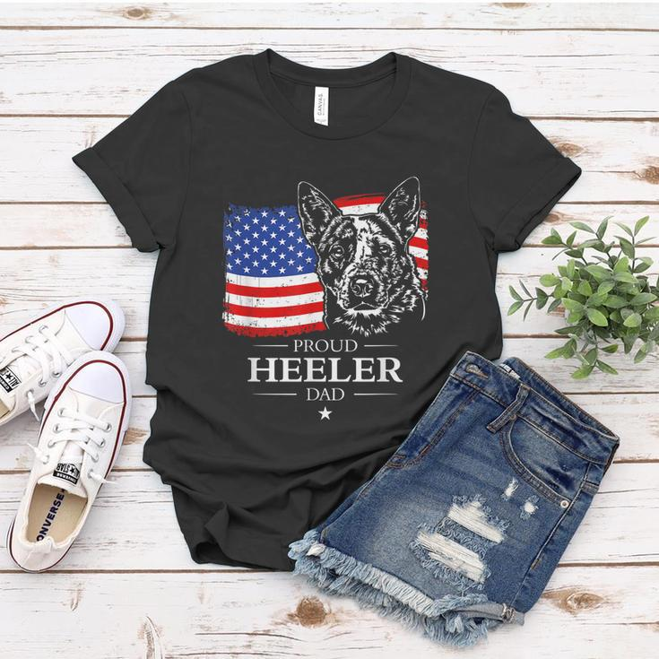 Mens Proud Cattle Dog Heeler Dad American Flag Patriotic Dog V2 Women T-shirt Unique Gifts