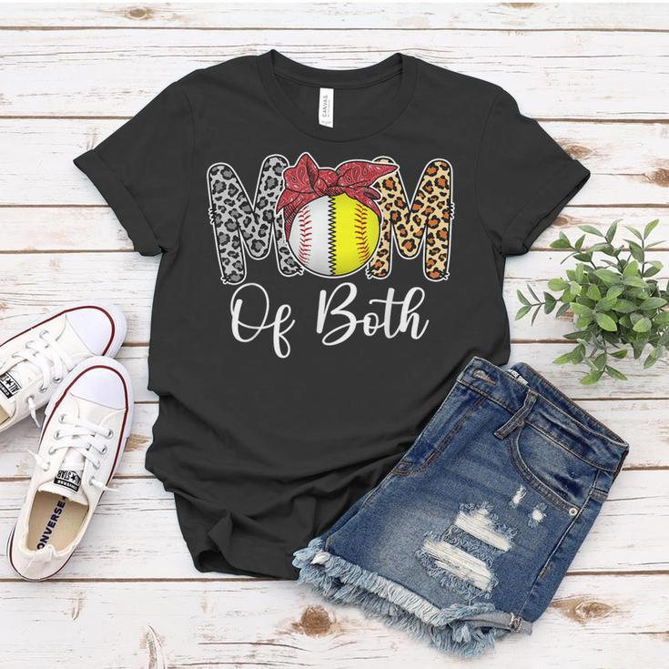 Mom Of Both Messy Bun Baseball Softball Mama Mothers Day Women T-shirt Unique Gifts