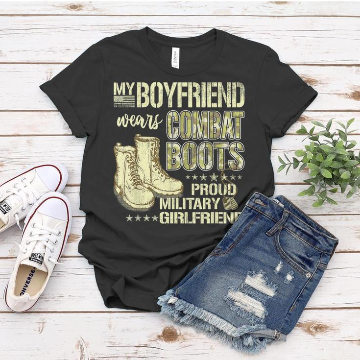 My Boyfriend Wears Combat Boots Proud Military Girlfriend Women T-shirt Unique Gifts
