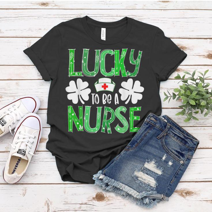 Nurse St Patricks Day Lucky To Be A Nurse Shamrocks Plaid Women T-shirt Personalized Gifts