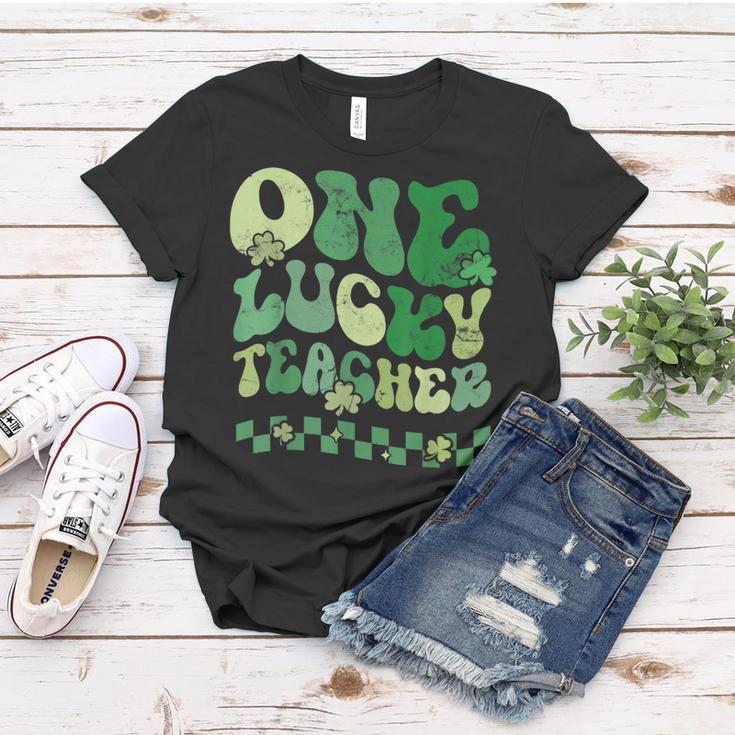 One Lucky Teacher St Patricks Day Retro Vintage Women T-shirt Funny Gifts