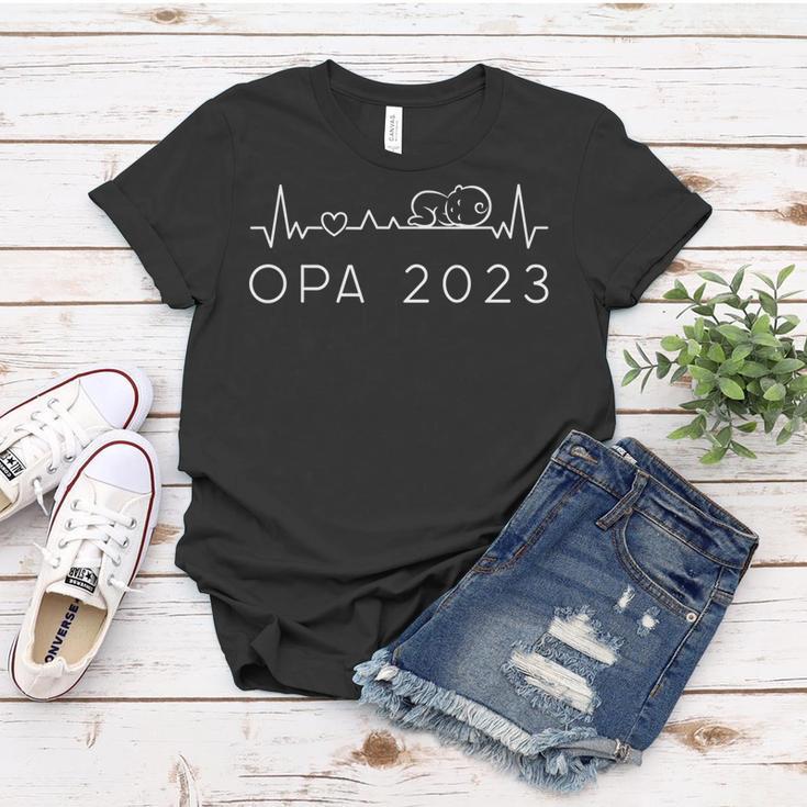 Opa 2023 Herzschlag Schwangerschaft Verkünden Für Großvater Frauen Tshirt Lustige Geschenke