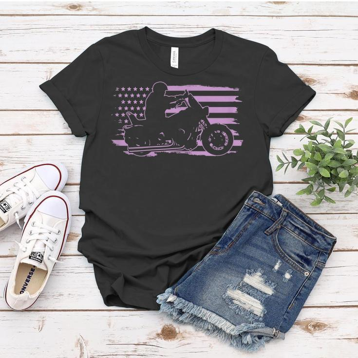 Patriotic Motorcycle Vintage American Us Flag Biker Girl Gift For Womens Women T-shirt Unique Gifts