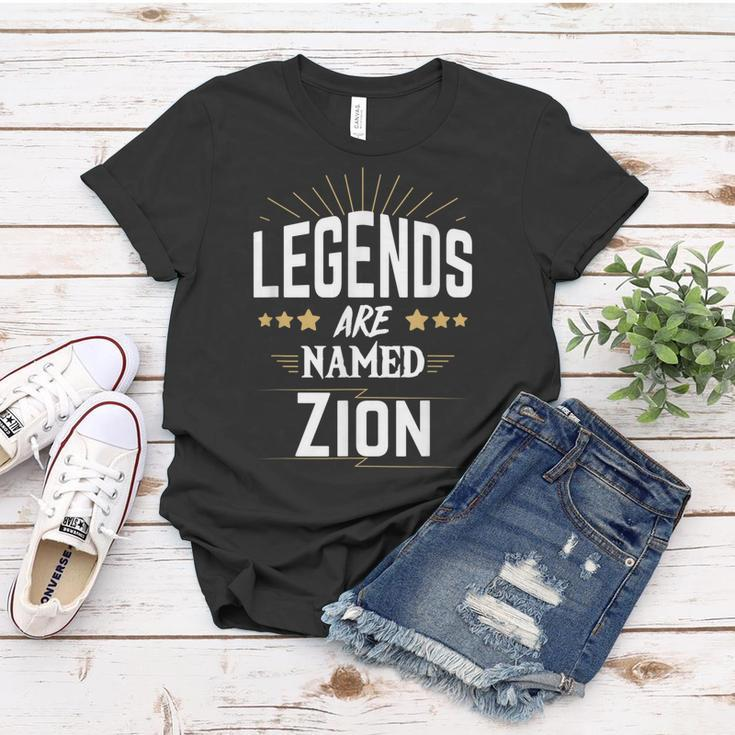 Personalisiertes Frauen Tshirt Legends are named Zion, Ideal für Gedenktage Lustige Geschenke