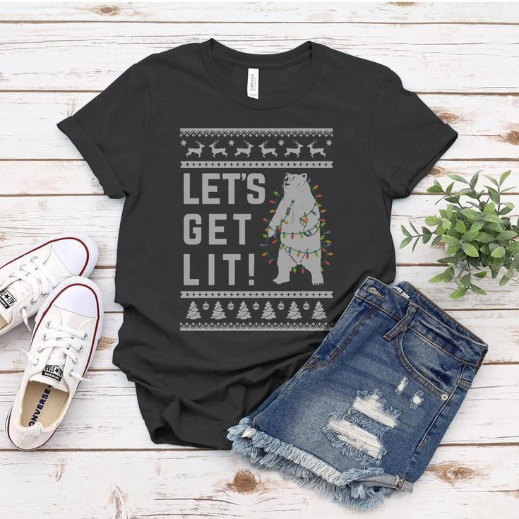 Polar Bear Lets Get Lit Xmas Ugly Christmas Funny Gift Women T-shirt Unique Gifts
