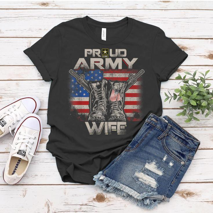 Proud Army Wife America Flag Us Military Pride Women T-shirt Unique Gifts