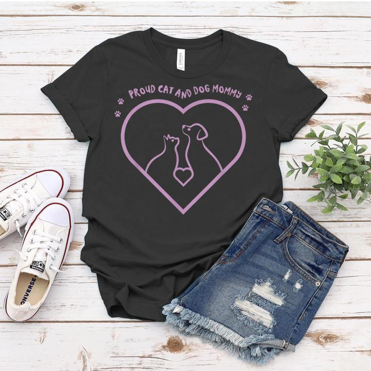 Proud Cat And Dog Mommy Dogs Lover Cats Mom Mother Mama Women T-shirt Unique Gifts