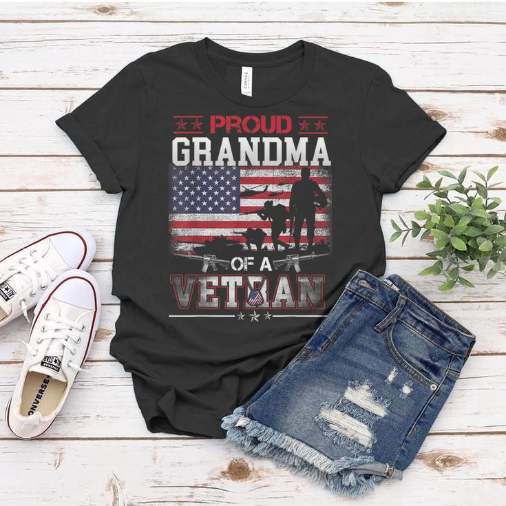 Proud Grandma Of A Veteran Us Flag Military Veterans Day Women T-shirt Funny Gifts