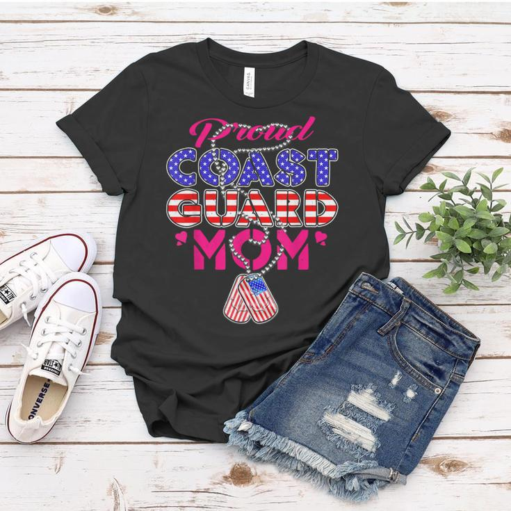 Proud Us Coast Guard Mom Dog Tags Military Mother Gift Women T-shirt Funny Gifts