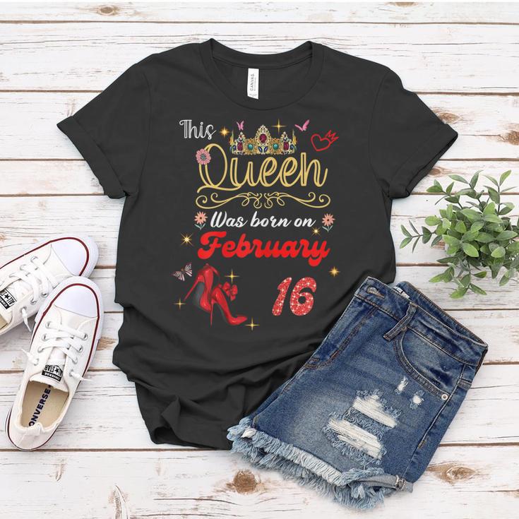 This Queen Was Born Am 16 Februar Geburtstag Frauen Frauen Tshirt Lustige Geschenke