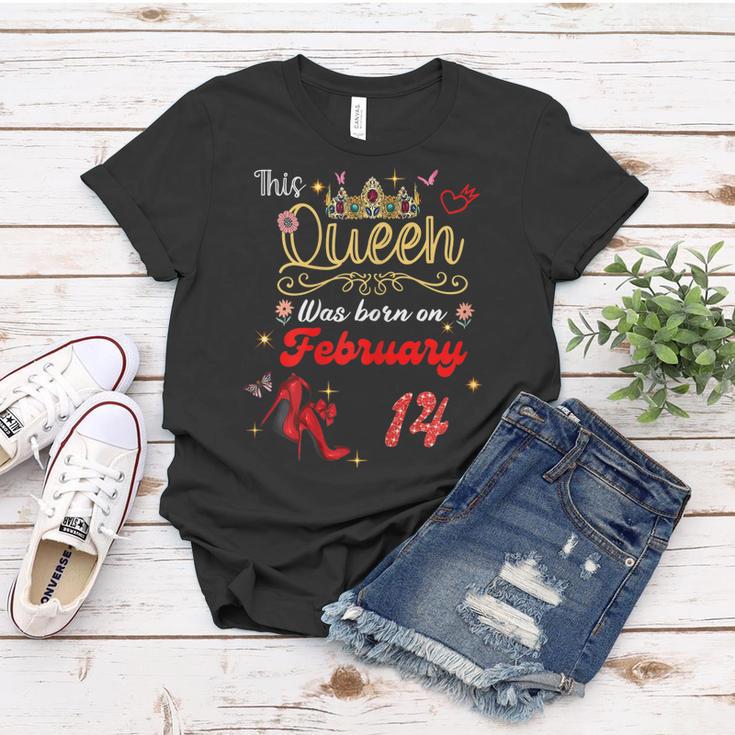 This Queen Was Born On Februar 14 Februar Geburtstag Frauen Frauen Tshirt Lustige Geschenke