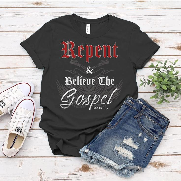 Repent & Believe – Motorcycle Christian Faith Gospel Biker Women T-shirt Unique Gifts