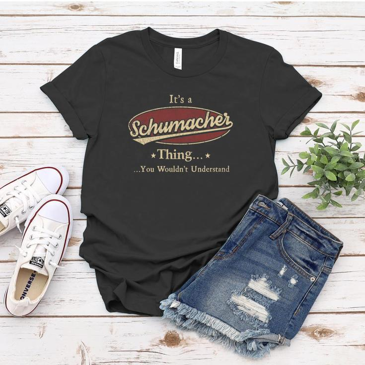Schumacher Last Name Schumacher Family Name Crest Women T-shirt Funny Gifts