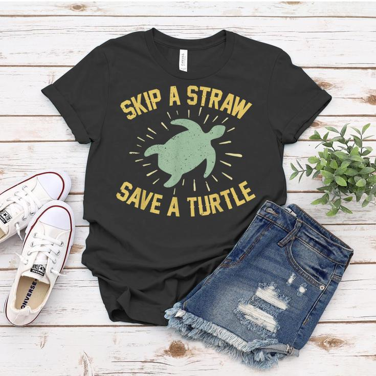 Skip A Straw Save A Turtle Reduce Reuse Recycle Earth Day Women T-shirt Funny Gifts