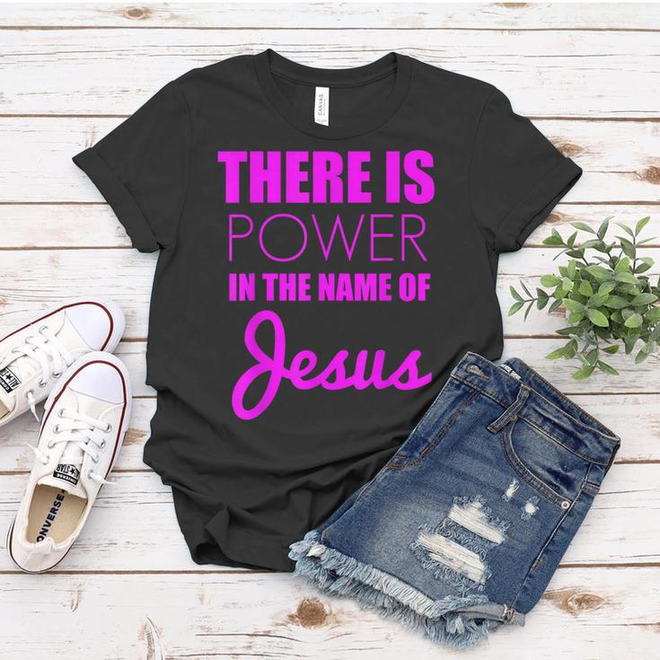 There Is Power In The Name Of Jesus Christian Faith Quote Women T-shirt Unique Gifts