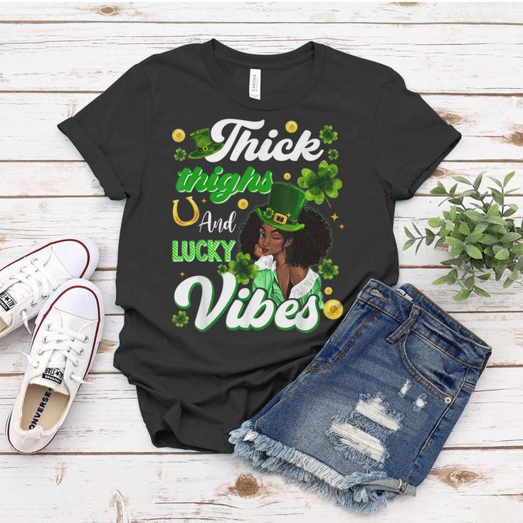 Thick Thighs Lucky Vibes St Patricks Day Melanin Black Women Women T-shirt Unique Gifts