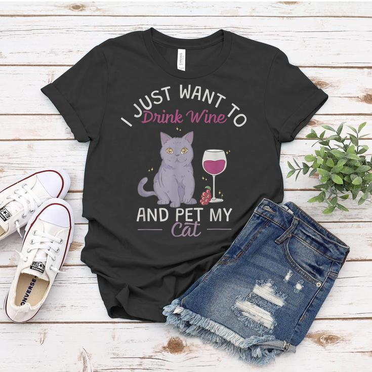 Trinke Wein Und Streichle Meine Katze Frauen Tshirt Lustige Geschenke