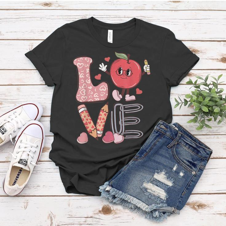 Valentine Teacher Love Retro Groovy Valentines Day Teachers Women T-shirt Funny Gifts