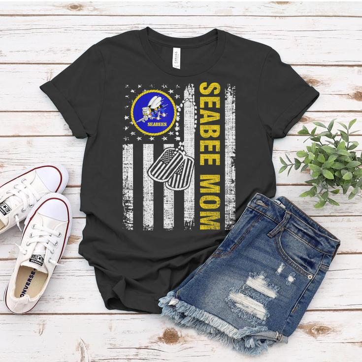 Vintage Seabee Mom American Flag Cool Veteran Day Gift Women T-shirt Unique Gifts