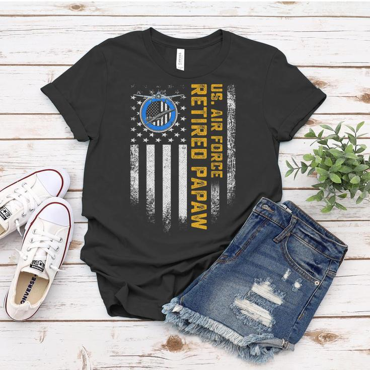 Vintage Usa Flag Retired Us Air Force Veteran Papaw Women T-shirt Funny Gifts