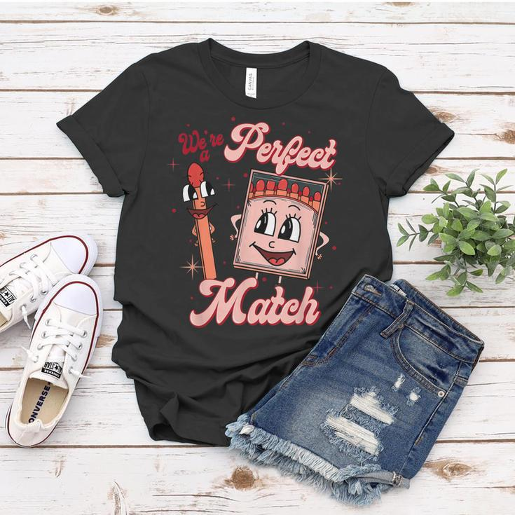 We’Re A Perfect Match Retro Groovy Valentines Day Matching Women T-shirt Funny Gifts