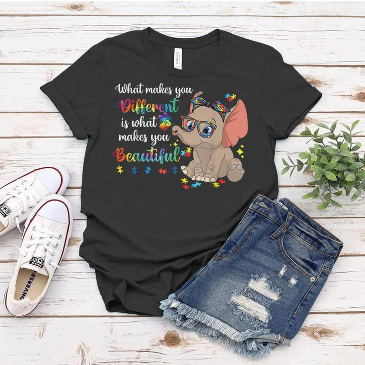 What Makes You Different Autism Awareness Kids Elephant Mom Women T-shirt Unique Gifts