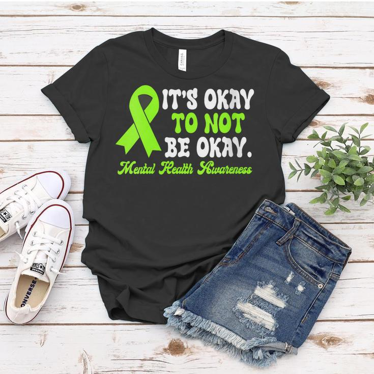 Womens Its Okay To Not Be Okay Mental Health Awareness Day Ribbon Women T-shirt Unique Gifts