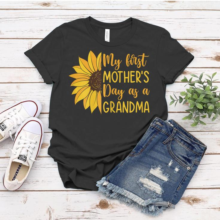 Womens My First Mothers Day As A Grandma Sunflower Mothers Day Women T-shirt Unique Gifts