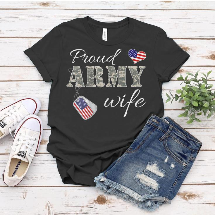 Womens Proud Army Wife Camouflage Wife Of Soldiers Gift Mothers Day Women T-shirt Funny Gifts