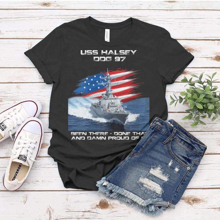 Womens Uss Halsey Ddg-97 Destroyer Ship Usa Flag Veterans Day Xmas Women T-shirt Funny Gifts