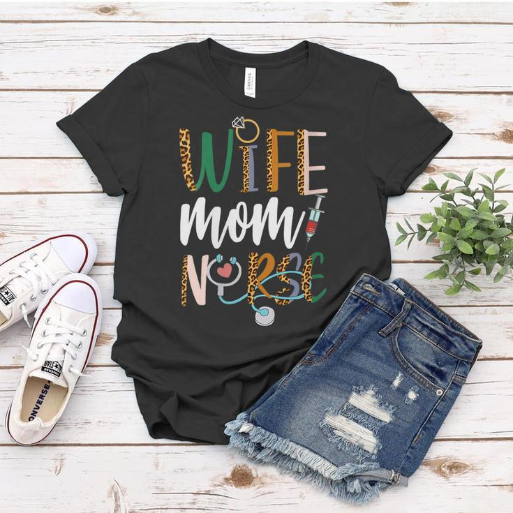 Womens Wife Mom Nurse Womens Rn Lpn Mothers Day For Nurses Women T-shirt Personalized Gifts