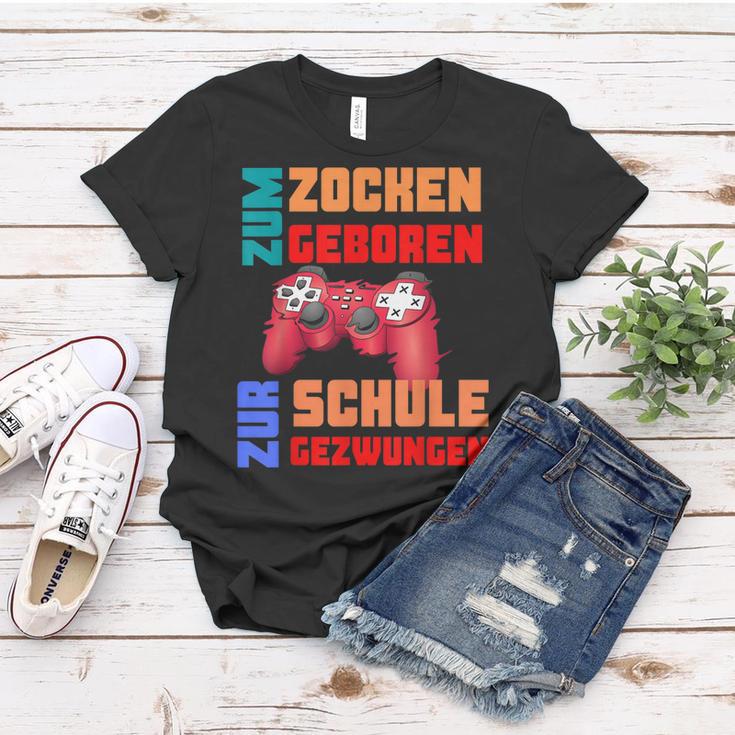 Zum Zocken Geboren Zur Schule Gezwungen I Konsole Gamer Frauen Tshirt Lustige Geschenke