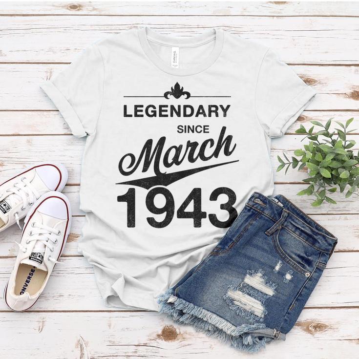 80 Geburtstag 80 Jahre Alt Legendär Seit März 1943 V3 Frauen Tshirt Lustige Geschenke