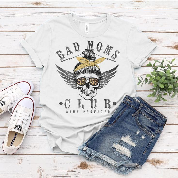 Bad Moms Club Skull Leopard Glasses Funny Mom Life Gift For Womens Women T-shirt Unique Gifts