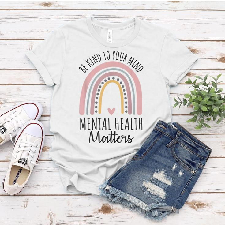 Be Kind Mental Health Matters Polka Dot Rainbow Awareness Women T-shirt Unique Gifts