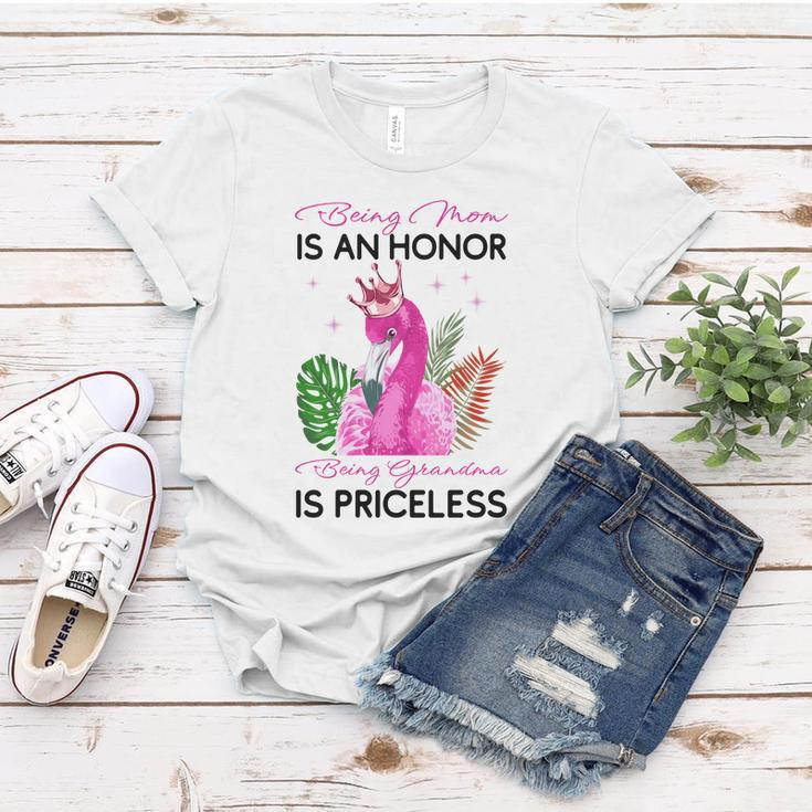 Being Mom Is An Honor Being Grandma Is Priceless Flamingo Women T-shirt Unique Gifts