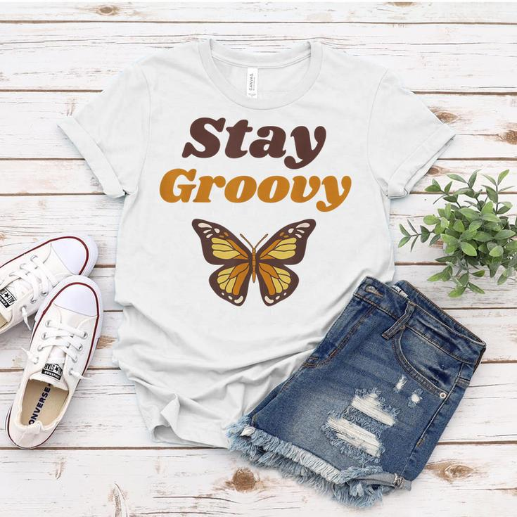 Butterfly Stay Groovy Retro Hippie Positive Mind Happy Life Women T-shirt Unique Gifts