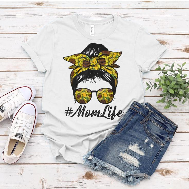 Cute Mom Women Life Sunflower Messy Bun Mothers Day Women T-shirt Unique Gifts